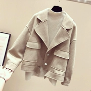 Mùa thu đông 2018 phiên bản Hàn Quốc mới của áo len cashmere hai mặt lỏng lẻo nữ phổ biến áo khoác len ngắn nhỏ phổ biến