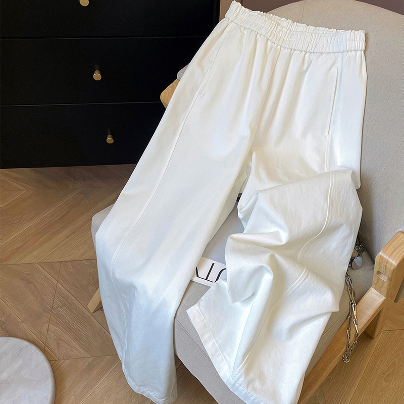 Xiao C's Home White Wide-Leg Pants for Women 2026 New Autumn Elastic Waist High-Waisted Straight Pants Tencel Cotton Casual Pants Xiao C's Home White Wide-Leg Pants for Women 2026 New Autumn Elastic Waist High-Waisted Straight Pants Tencel Cotton Casual Pants