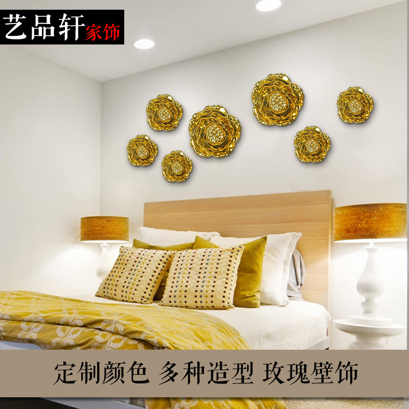 Hotel Clubhouse KTV Trim Solid Resin Plated Rose Flowers Wall Hangers Background Wall Decoration Pendant Wall Accessories