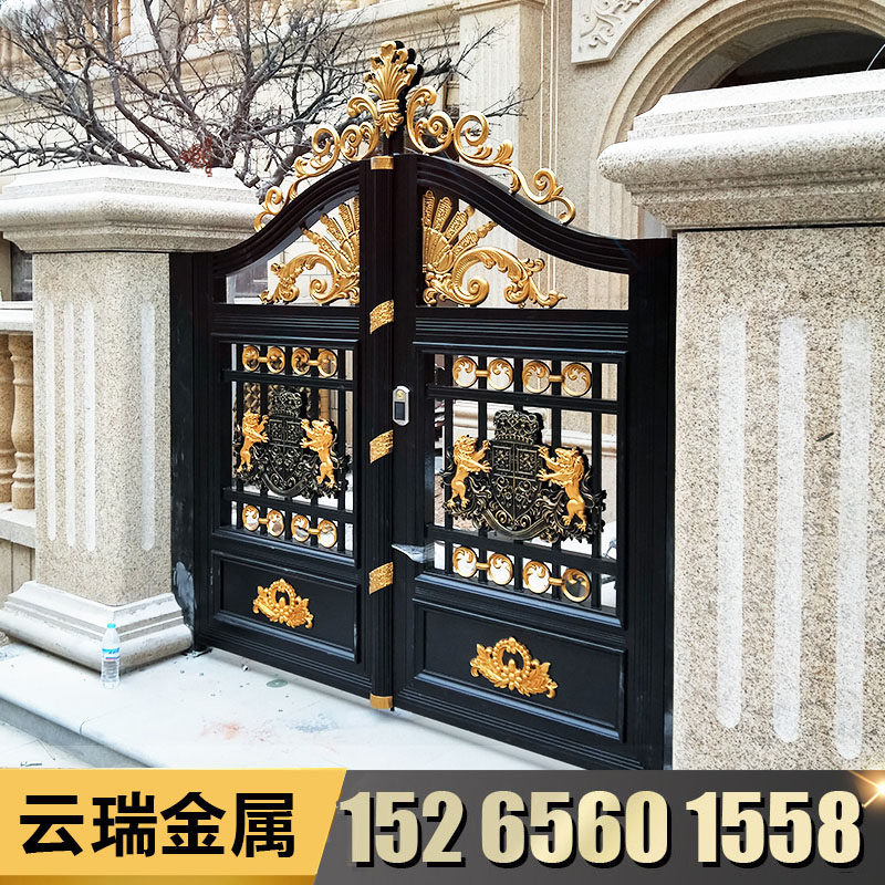 Aluminum Villa gate opens the door to the village courtyard double open electric door European-style wall aluminum alloy household door