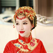 New bridal headdress ancient costume Golden tassel forehead decoration Chinese wedding Xiuhe dress Dragon and phoenix coat Phoenix crown Cheongsam accessories