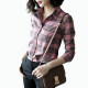 Nothing could be more beautiful than a pink plaid metallic shimmering shirt with a niche loose shirt design for women, a new spring top