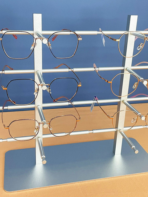 Metal glasses display stand High-end aluminum-magnesium alloy storage stand Glasses store high cabinet display props in the space