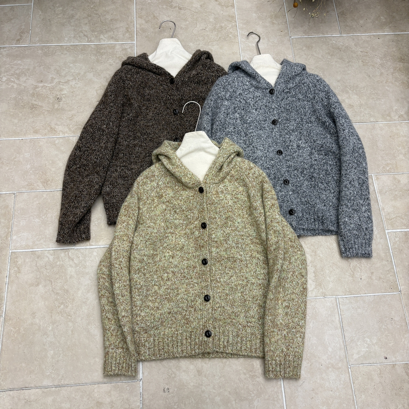 One Garment, Multiple Ways to Wear ~ Autumn and Winter Versatile Lazy and Relaxed Korean-Style Mixed-Color Floral Yarn Hooded Single-Breasted Long-Sleeve Cardigan 260816 One Garment, Multiple Ways to Wear ~ Autumn and Winter Versatile Lazy and Relaxed Korean-Style Mixed-Color Floral Yarn Hooded Single-Breasted Long-Sleeve Cardigan 260816