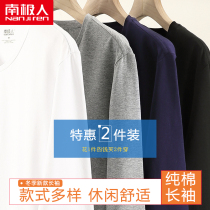 Antarctic mens t-shirt long-sleeved port wind ins fashion handsome clothes simple fashion solid color sports base small shirt