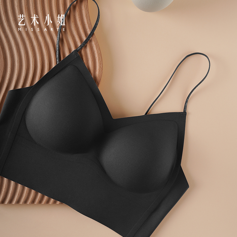 Miss Art beauty back no traceless underwear female small breasts sexy black glitter slip-up type girl bra