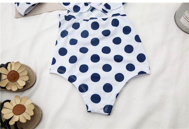 Áo tắm nữ mùa hè áo tắm một mảnh 2019 mới cho bé gái màu xanh chấm bi phiên bản Hàn Quốc của mũ bơi một mảnh - Đồ bơi trẻ em đồ bơi xuân thu