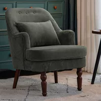 Высококачественный серый вельвет [ножки из цельного дерева в стиле ретро] поставляется с подушкой для талии + подставкой для ног.