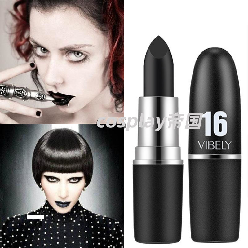 European and American gothic dark wind pure black lipstick red zombie corpse makeup lipstick Halloween Cos gathering to blame special effects makeup