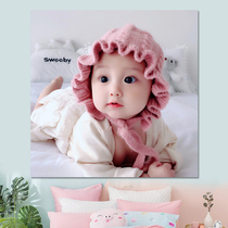 Baby photo poster wall sticker Baby cute female big eyes prenatal education painting cute baby bb big photo good-looking dragon and phoenix painting