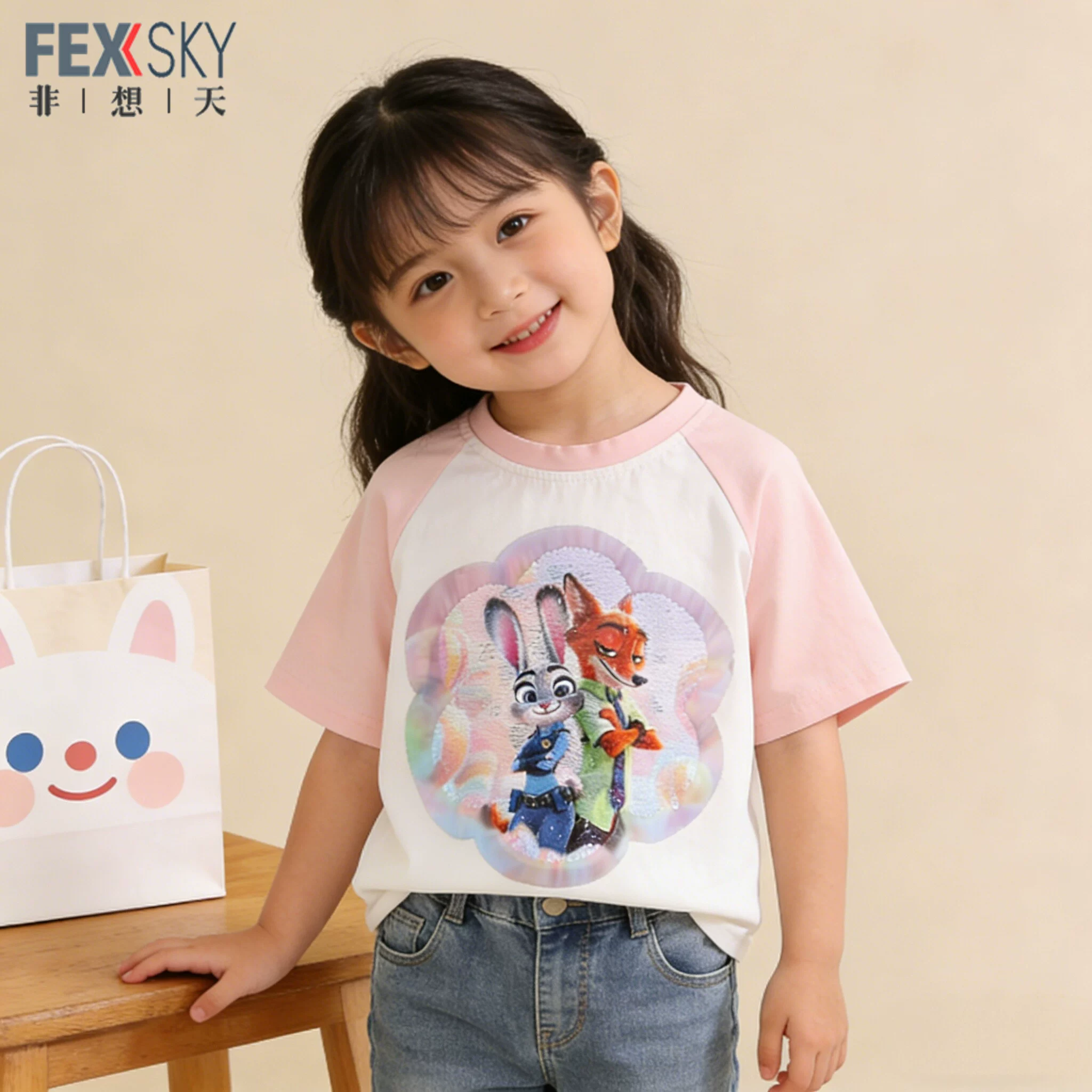 Cartoon summer children's T-shirt, with short sleeve