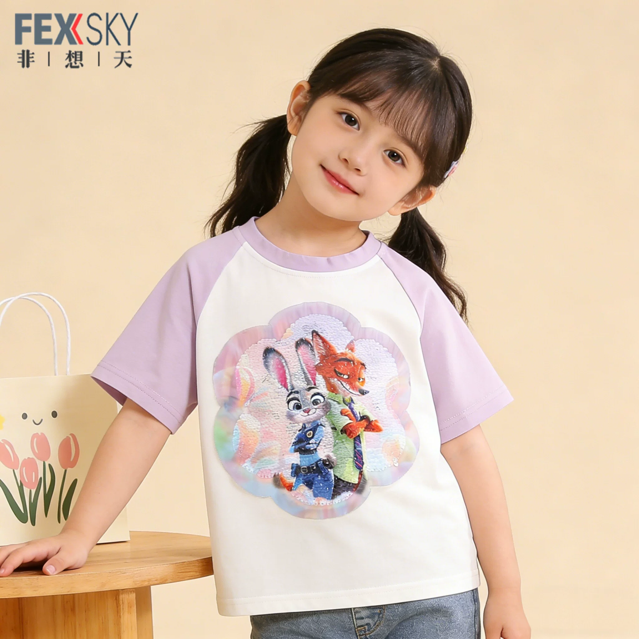Cartoon summer children's T-shirt, with short sleeve