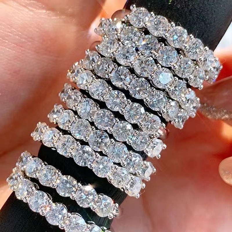 Shihua Jewelry 18K gold seven diamond row ring diamond ring female real diamond matching ring 30 points diamond ring tail ring