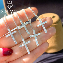 Poetry Bloom Jewelery 70 Cross Diamond Necklace Women Real Diamond 18K Gold Diamond Pendant Stiff accessories for mens new products