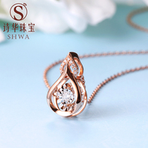  Shihua jewelry color gold gourd pendant 18K gold true diamond Rose gold clavicle chain Smart diamond necklace female