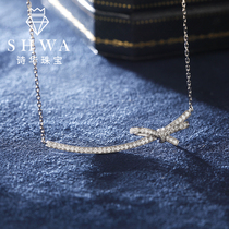 Poetry Hwa Jewelry White 18k Gold Butterfly Knot Diamond Necklace Real Diamond Rose BRICS Stone Pendant Womens Sleeve Chain