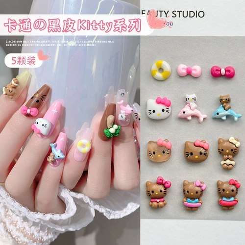 Hello Kitty, мультяшное бриллиантовое украшение для ногтей с бантиком для ногтей, популярно в интернете