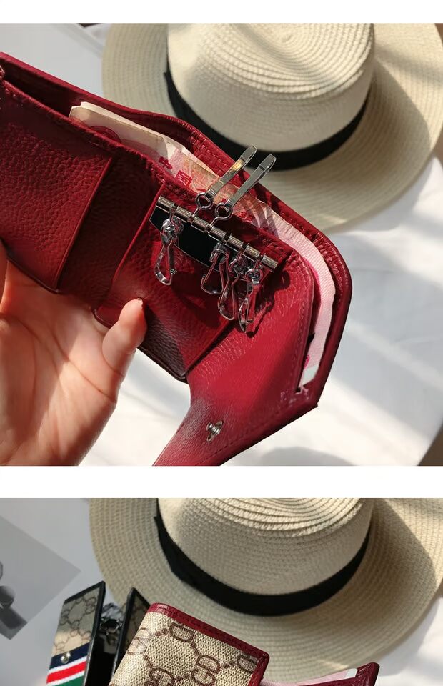 Bao da nữ khóa 2019 mới châu Âu và Mỹ retro đơn giản in ví da nhỏ ví ngắn túi ví ngắn - Trường hợp chính kẹp chìa khóa