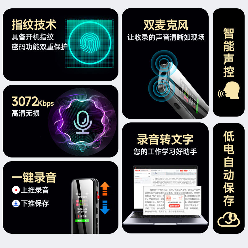 [Double Encryption]Newman 2024 Flagship Voice Recorder Professional High-Definition Noise Reduction Portable Text-To-Speech Recorder