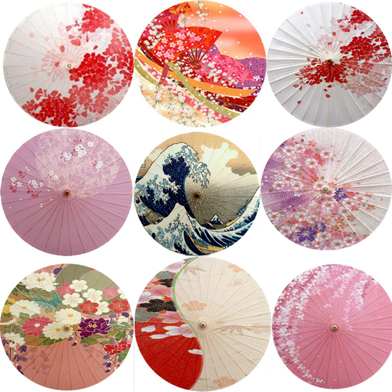 Traditional Japanese-Style Women's Kimono Rainproof Dance Oil-Paper Umbrella, Japanese Cuisine Decorative Hanging Umbrella, Japanese Pattern, Chinese Style Practical Umbrella