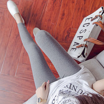 2021 New Spring High Waist Stripe Beat Bottom Pants Plus Suede 90% Pants Black Small Leggings Pure Cotton Pants Woman Winter Outwear