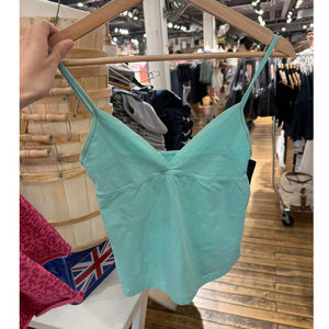 Ootd Bm New Women's Clothing Pure Cotton Ice Green V-Neck Camisole Women's Simple Versatile Spaghetti Strap Base Top