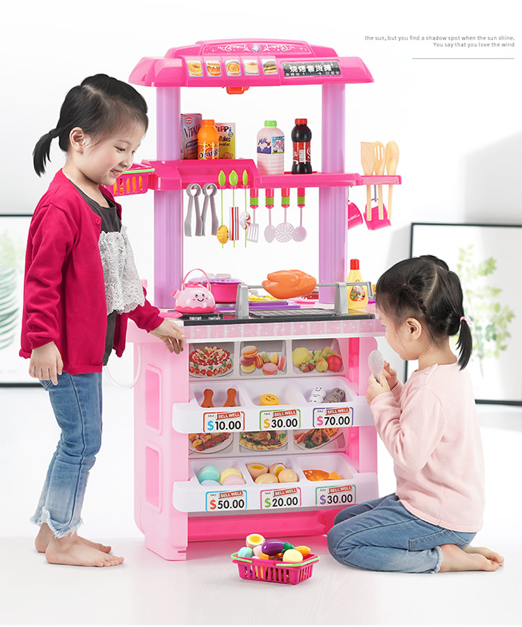 Cô gái đồ chơi nhà bếp mô phỏng bếp trẻ em chơi nhà nấu ăn cô gái nhỏ nấu cơm nhỏ 3-6 tuổi 7 búp bê barbie