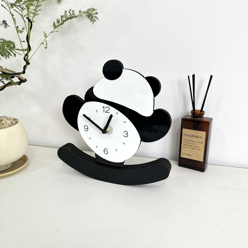 Мультяшные креативные настенные часы в виде панды для гостиной детской комнаты простые декоративные бесшумные без сверления милые часы