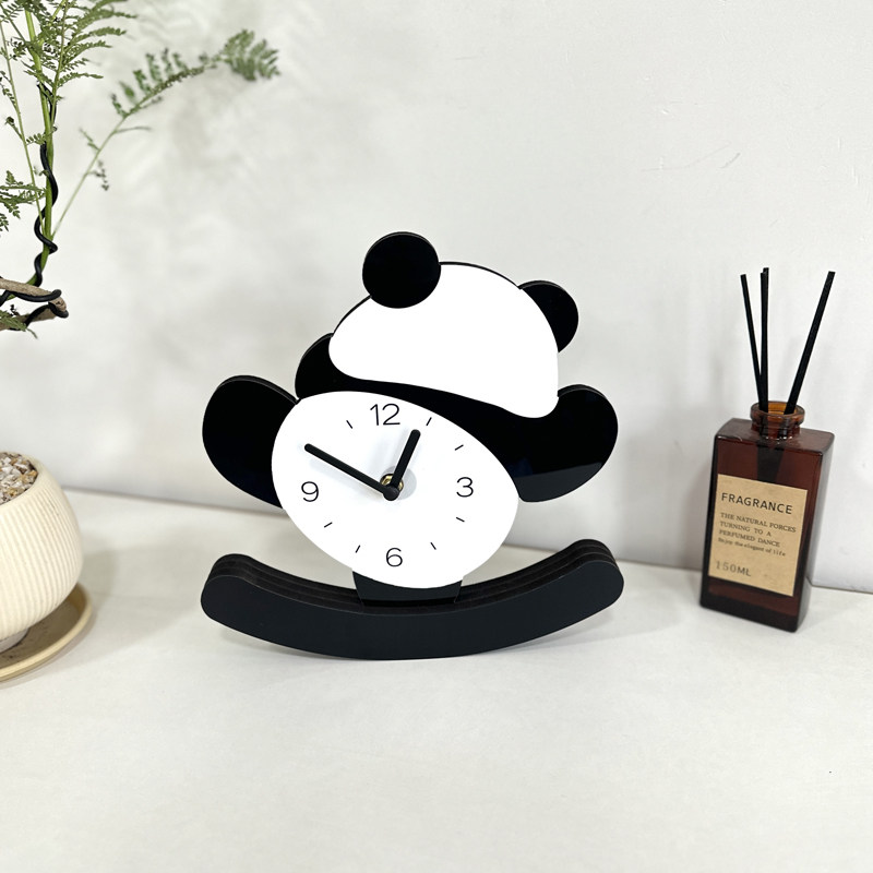 Мультяшные креативные настенные часы в виде панды для гостиной детской комнаты простые декоративные бесшумные без сверления милые часы