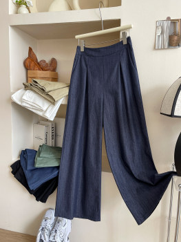 ໂສ້ງຂາກວ້າງຂອງ yamamoto vintage denim elastic ແອວສູງ