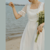 21 Xia new French Platycodon grandiflorum first love gentle tea break Super fairy temperament sweet thin dress engagement light wedding dress