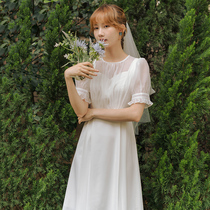 21 summer new French retro sweet Super fairy gentle simple daily dress license registration engagement light wedding dress