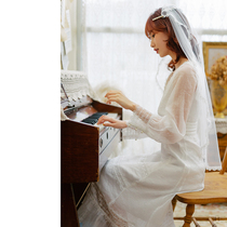  Wind up]2021 autumn new super fairy gentle ins wind first love long-sleeved dress travel light wedding dress