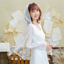  Mr Lu]Sen series small fresh imported soft net lace tulle head veil single layer elbow yarn travel jewelry