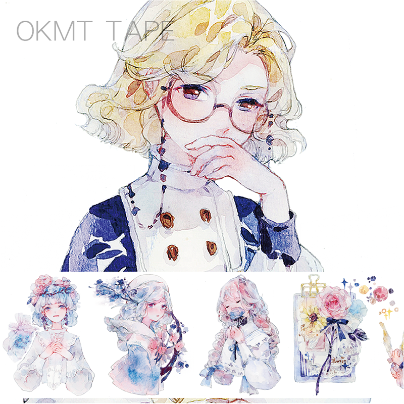 OKMT new seven days X yellow leather mulberry and paper tape net red style hand account character gold powder blue decorative sticker special oil