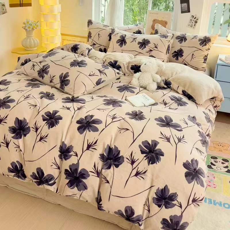 福满园牛奶绒四件套秋