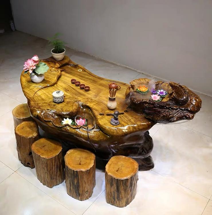 Rễ khắc bàn cà phê gỗ rắn bàn trà Jinsi Nanmu rễ khắc bàn trà nhà ban công gốc cây trà biển kungfu bộ trà - Các món ăn khao khát gốc mẫu bàn gốc cây