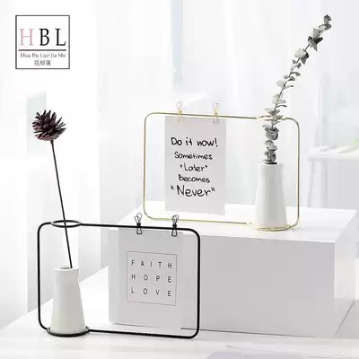 Nordic ins wrought iron photo frame flower stand Flower set table vase flower arrangement decoration living room bedroom desktop decoration