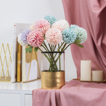 Single simulation ping-pong chrysanthemum hydrangea Dandelion fake flower decoration silk flower floral interior living room table decoration