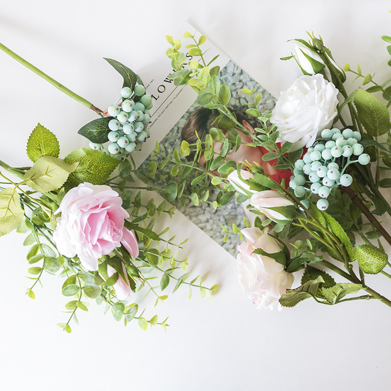 (flower tribe) Nordic ins emulated Eugali Leaf Fake Flower Pendulum with Fake Green Plant Indoor Decoration Furnishing