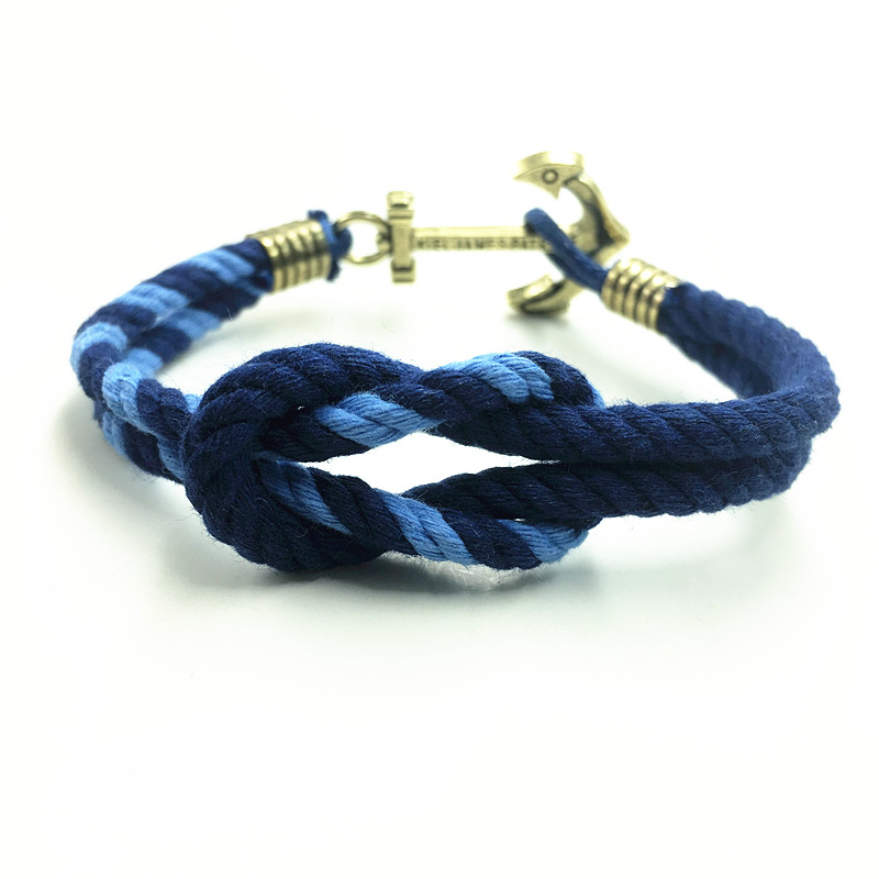 Phong cách hải quân làm bằng tay cotton dệt tinh tế thời trang vòng đeo tay nam thời trang châu Âu và Mỹ tay dây thắt nút neo vòng gỗ huyết rồng