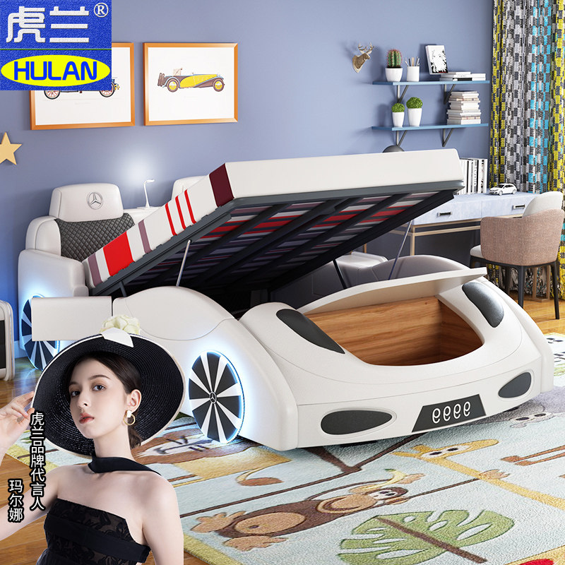 Car bed children boy bed running cartoon 1 5 meters single bed 1 2 solid wood girl multifunctional boy send mattress