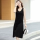 Sling dress 2021 new xuân tính khí váy a-line của phụ nữ váy vest không tay dài màu đen dưới cùng - A-Line Váy