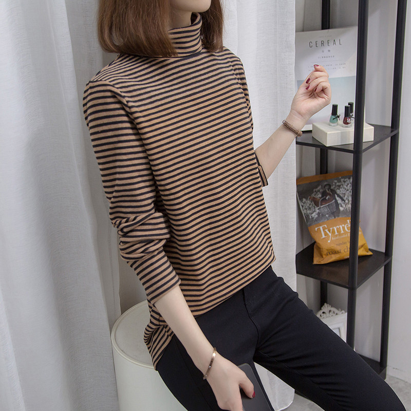 Large-yard women's clothing new high-collar sleeve and loose sister with Devellon Strip Warm Coat