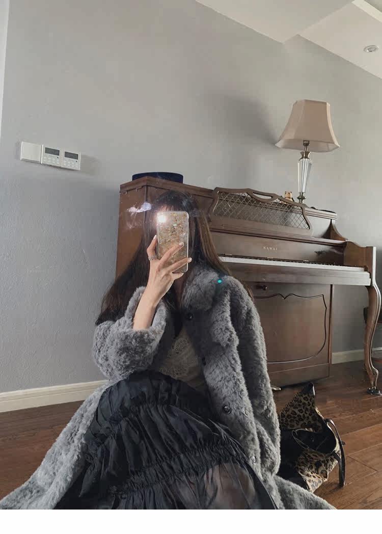 皮毛一体大衣女2021秋冬新款韩版中长款复古宽松加厚羊羔毛呢外套详情1
