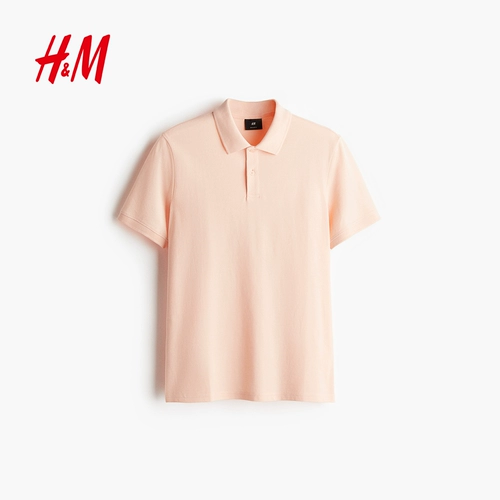Мужская рубашка-поло HM, осенний хлопок пике в деловом стиле, лацкан с полурасстегнутыми пуговицами, планка с короткими рукавами, топ 1209183