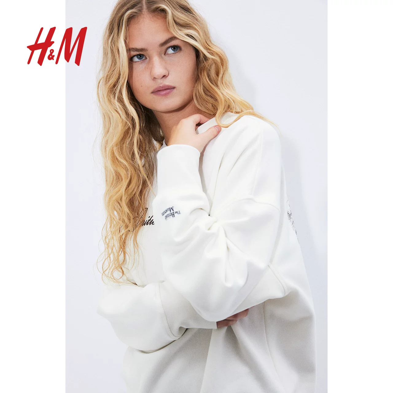 Женская толстовка HM зимняя, мягкая, большого размера, печатная, с длинными рукавами 1242033