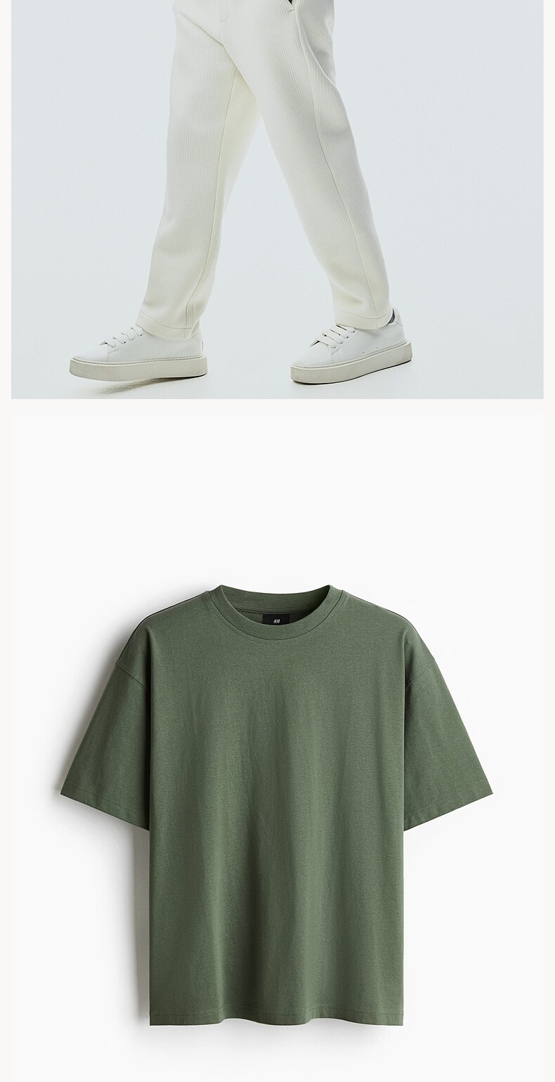 Модная базовая хлопковая футболка, в американском стиле, свободный крой, H&M 