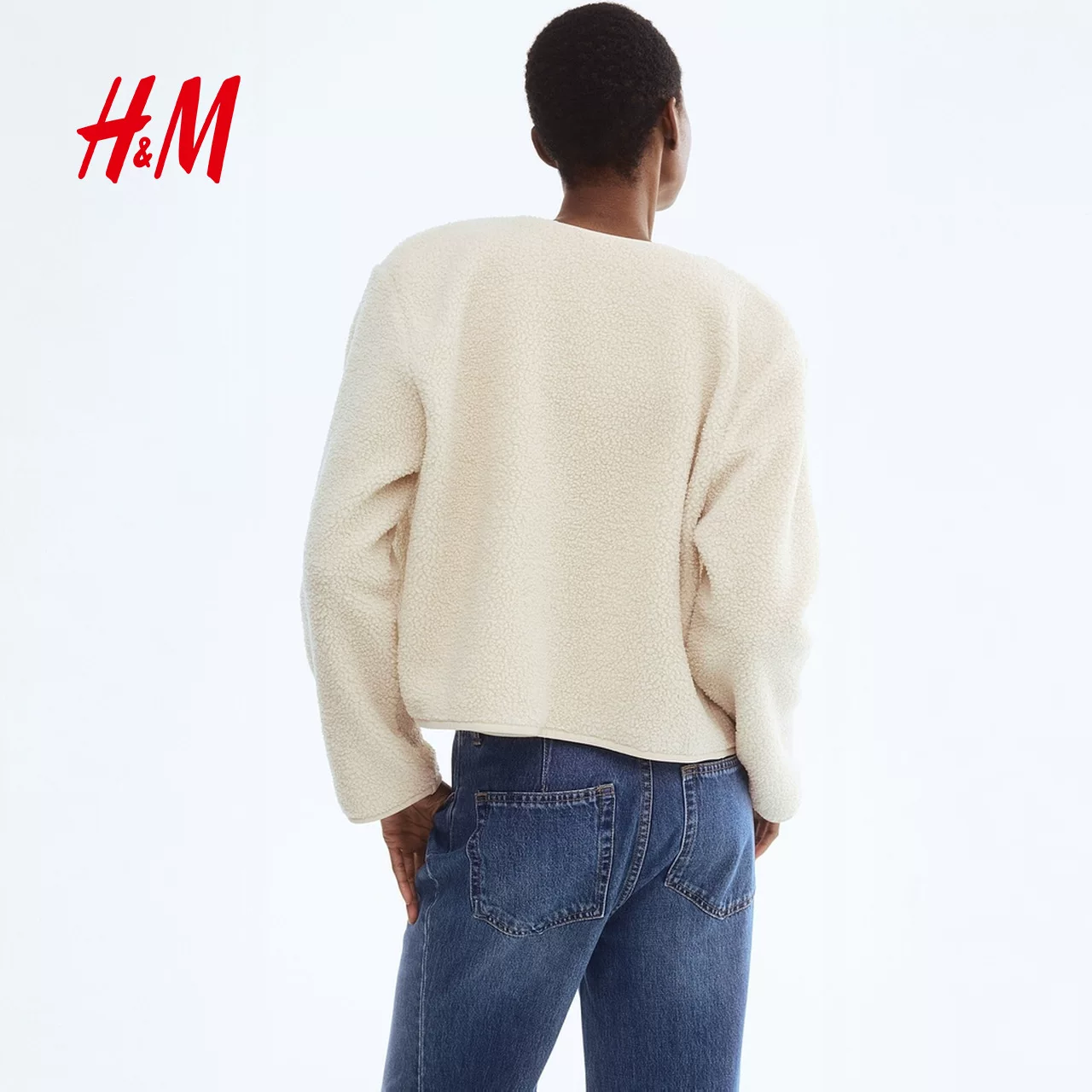 HM Women's Short Jacket Teddy Velvet Round Neck Small Fragrance Style Jacket 1308700
