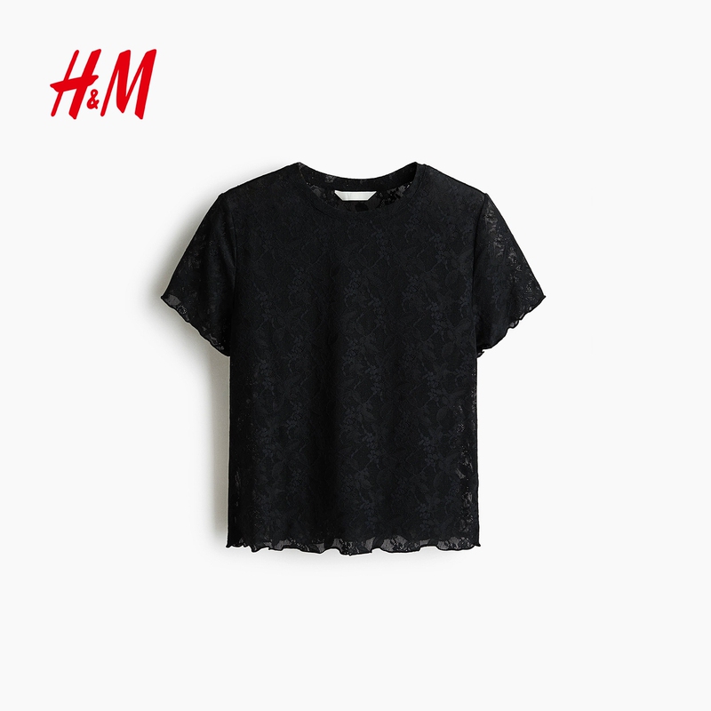 Hm2026 Summer New Women's Fitted Lace T-Shirt 1353937